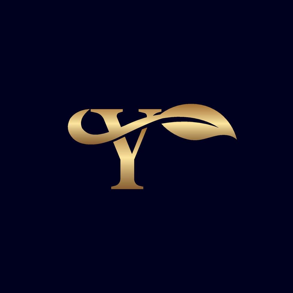 GOLD LOGO Y WITH LEAF vector