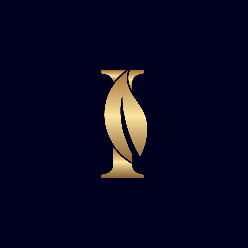 GOLD LOGO I WITH LEAF vector