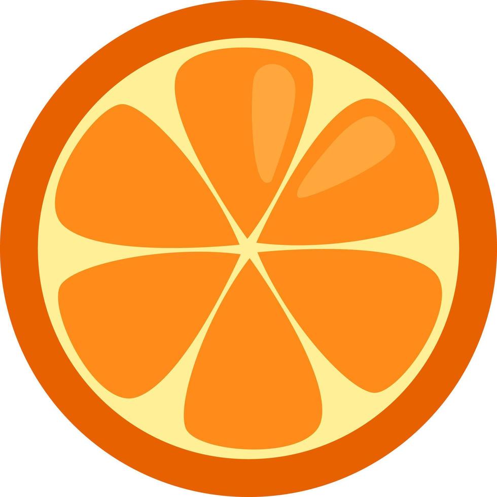 Rodaja de naranja, ilustración, vector sobre fondo blanco.