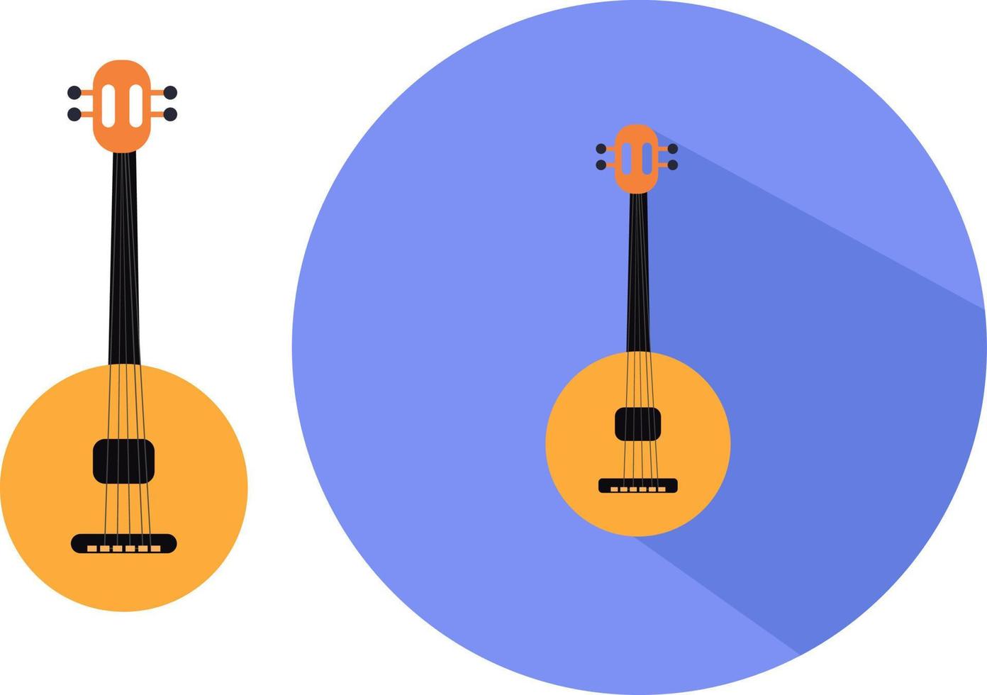 Round guitar ,illustration, vector on white background.