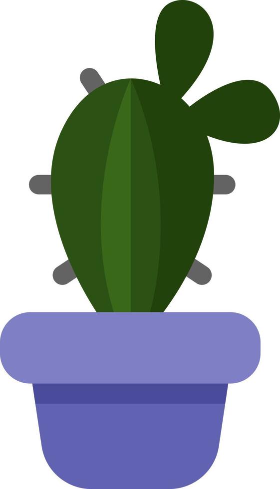Calico cactus in a purple pot, icon illustration, vector on white background