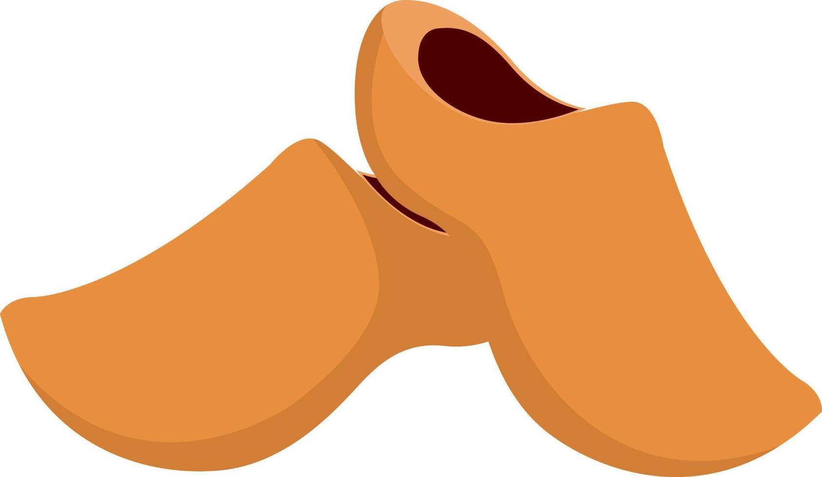 Wooden shoes, illustration, vector on white background.