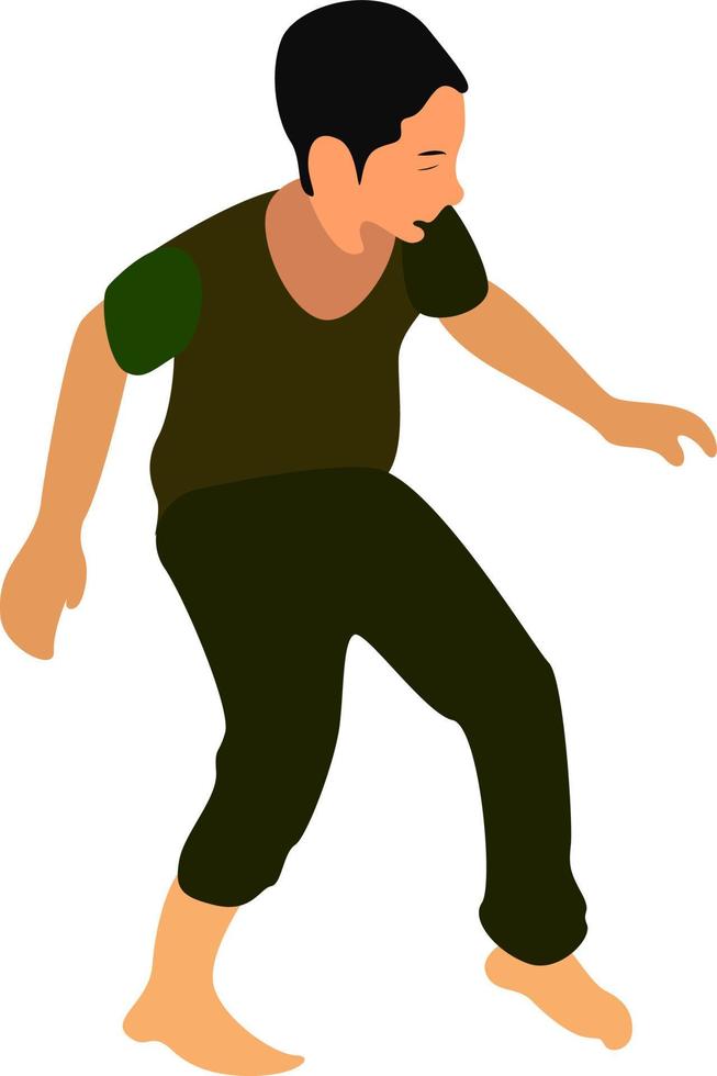 Boy in green, illustration, vector on white background.