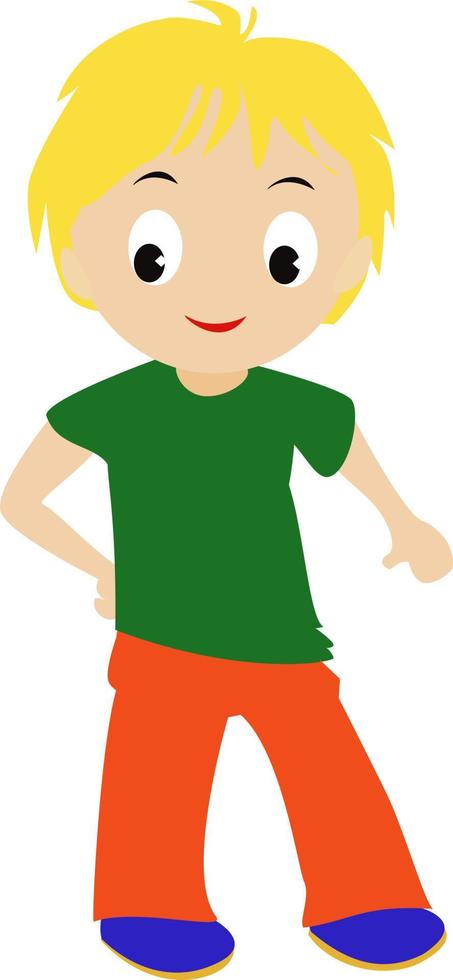 Boy with yellow hair, illustration, vector on white background.