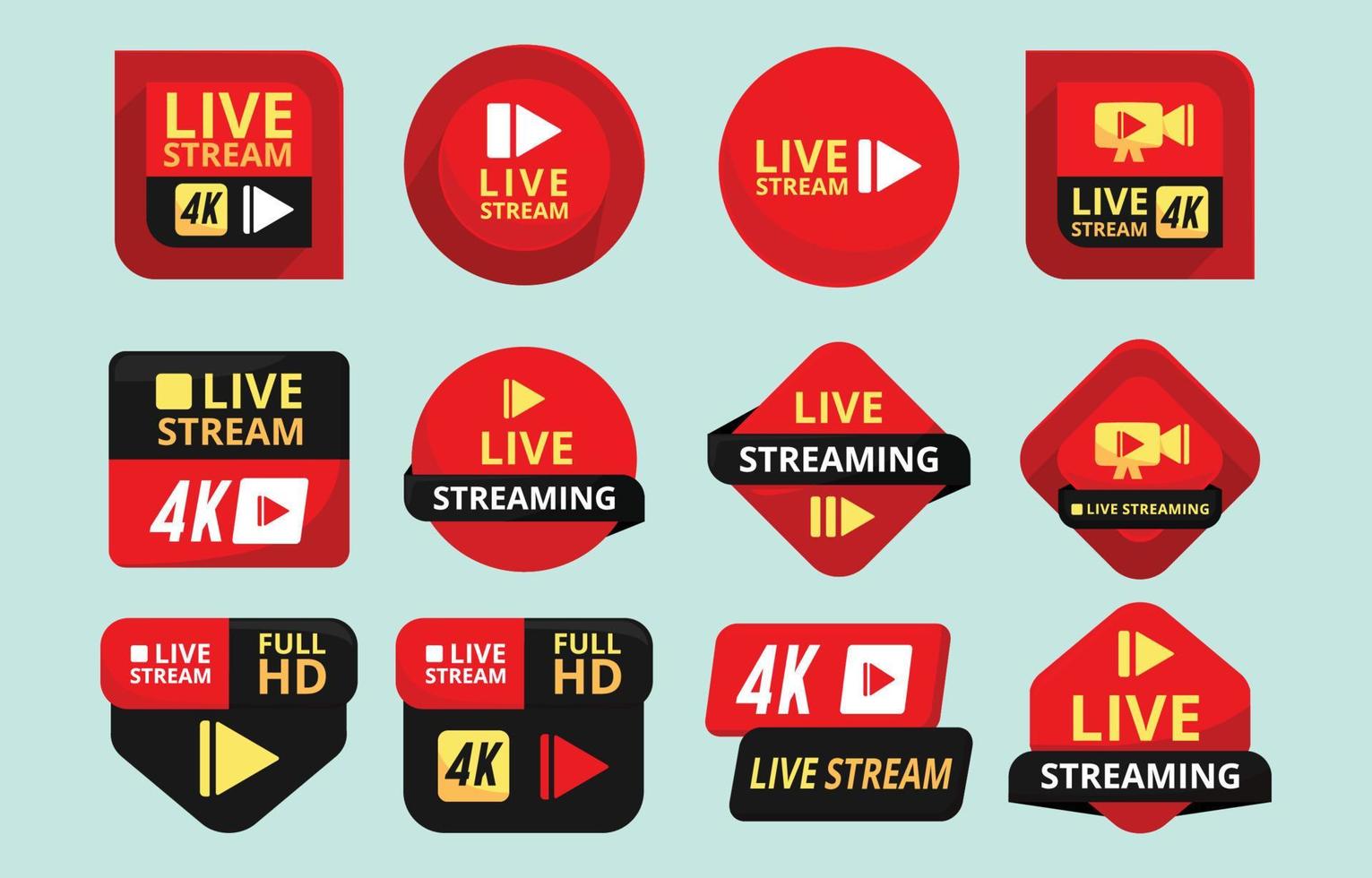 Live Streaming Social Media Full HD Icon Badge vector
