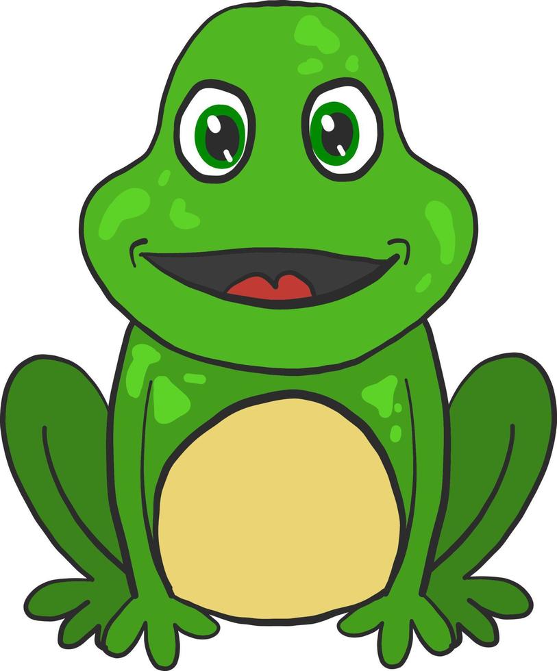 Big frog laughing, illustration, vector on white background.