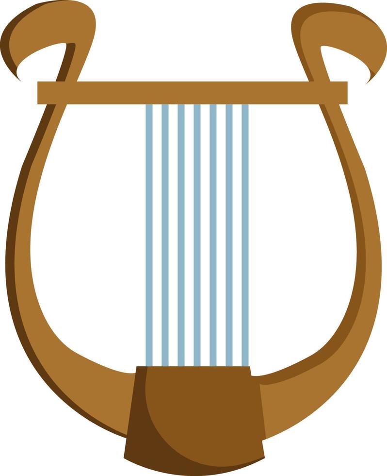 A harp with blue strings, vector or color illustration.