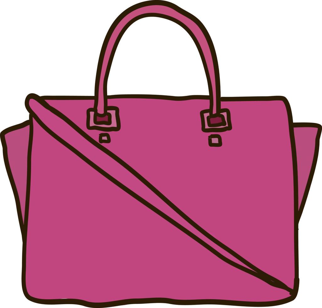 Bolsa rosa, ilustración, vector sobre fondo blanco.