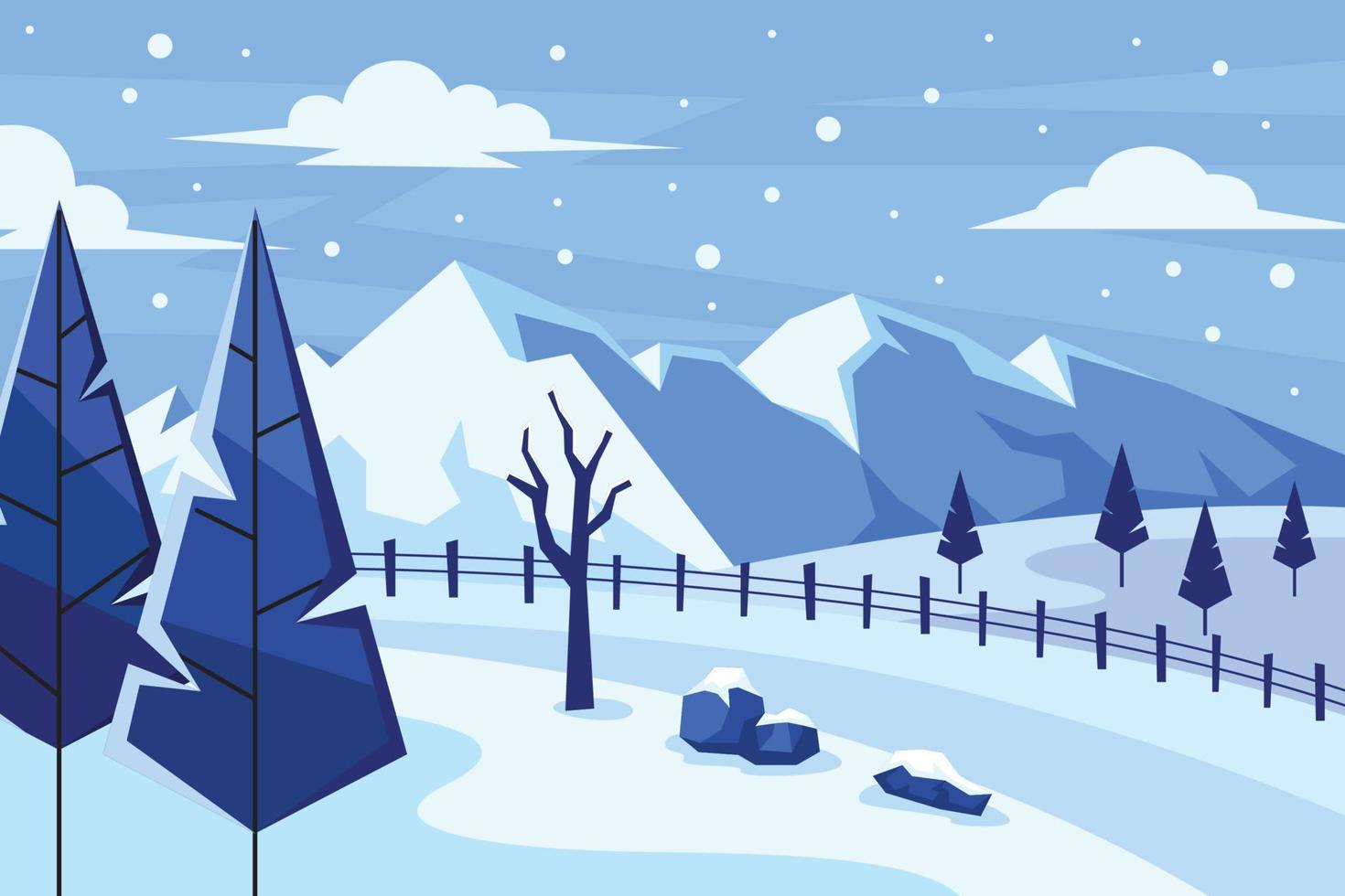 concepto de naturaleza de nieve con fondo azul vector