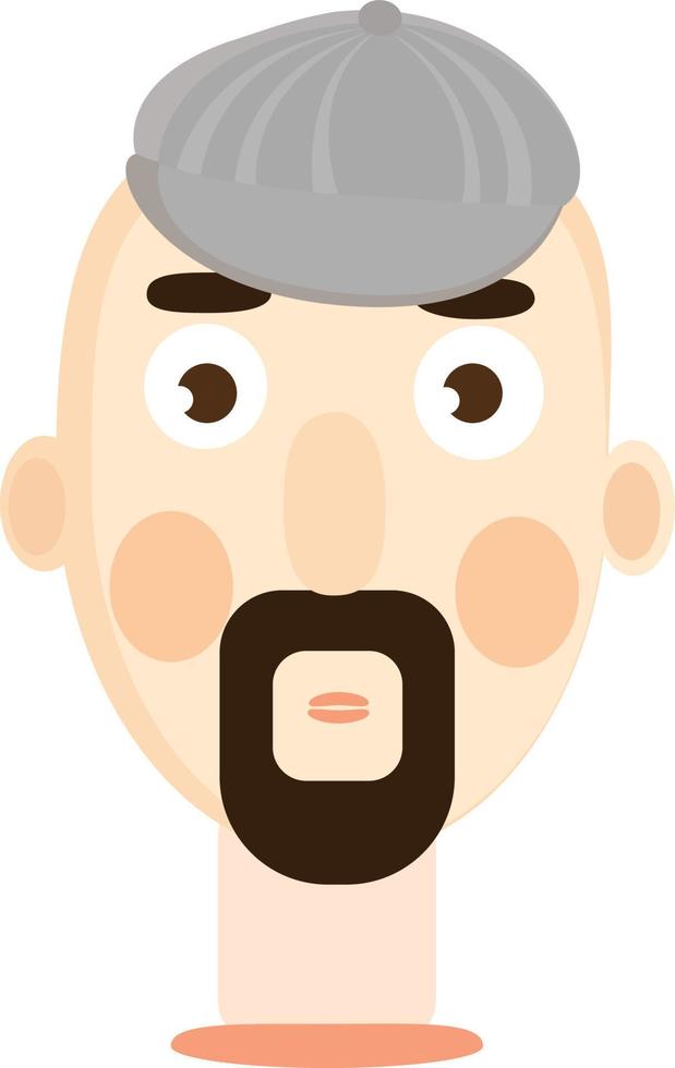 Man with beard, illustration, vector on white background