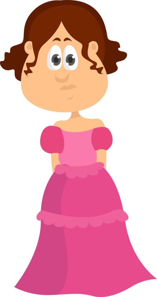 Bridesmaid in pink, illustration, vector on white background.