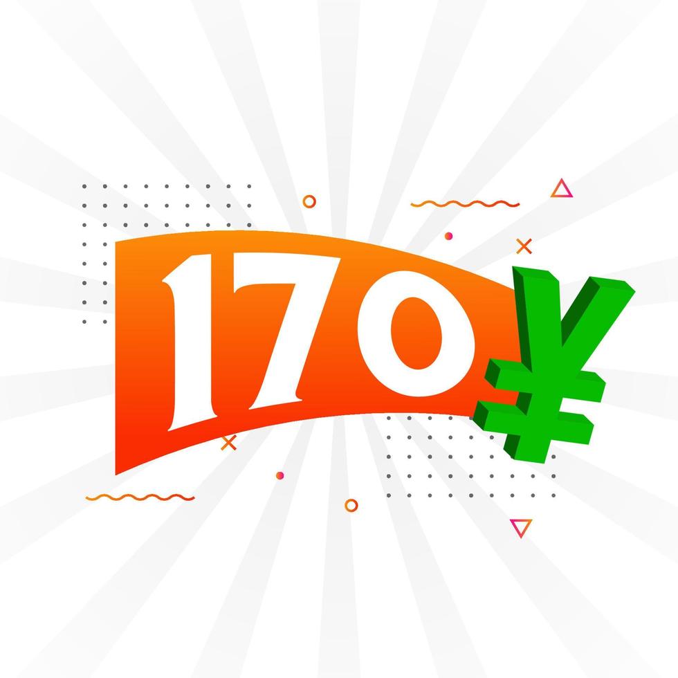 170 Yuan Chinese currency vector text symbol. 170 Yen Japanese currency Money stock vector