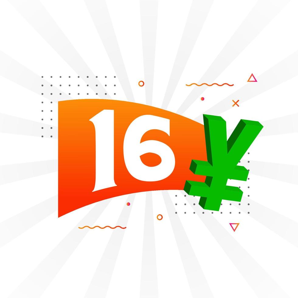 16 Yuan Chinese currency vector text symbol 16 Yen Japanese currency 16 Yuan Chinese currency vector text symbol 16 Yen Japanese currency