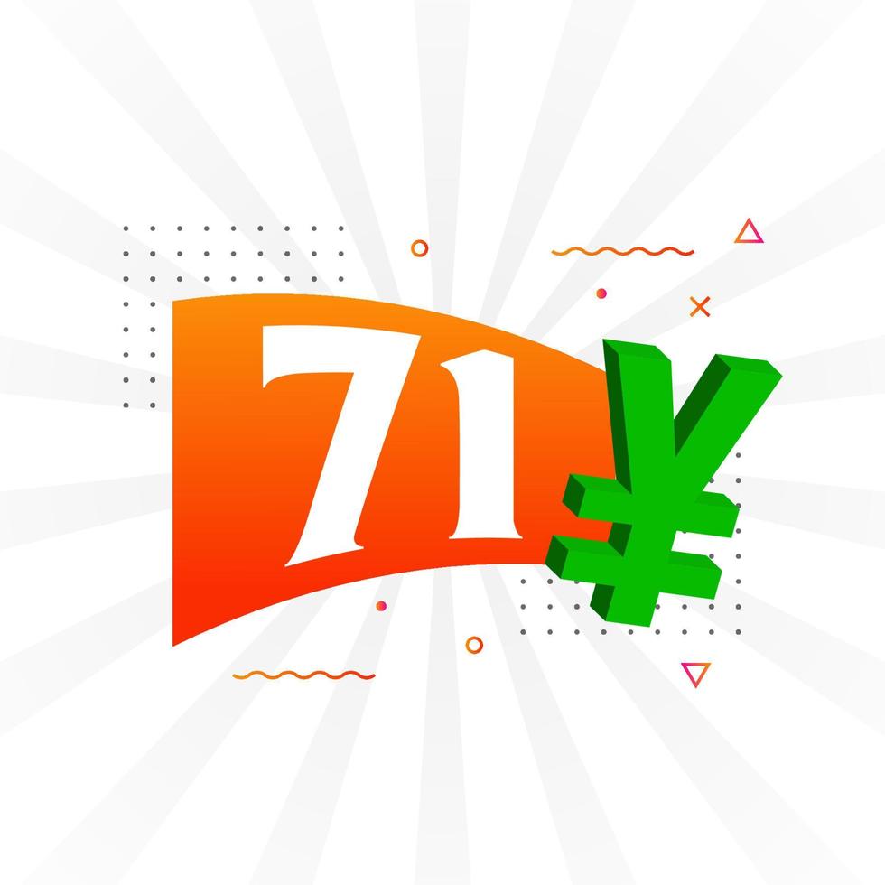 71 Yuan Chinese currency vector text symbol. 71 Yen Japanese currency Money stock vector