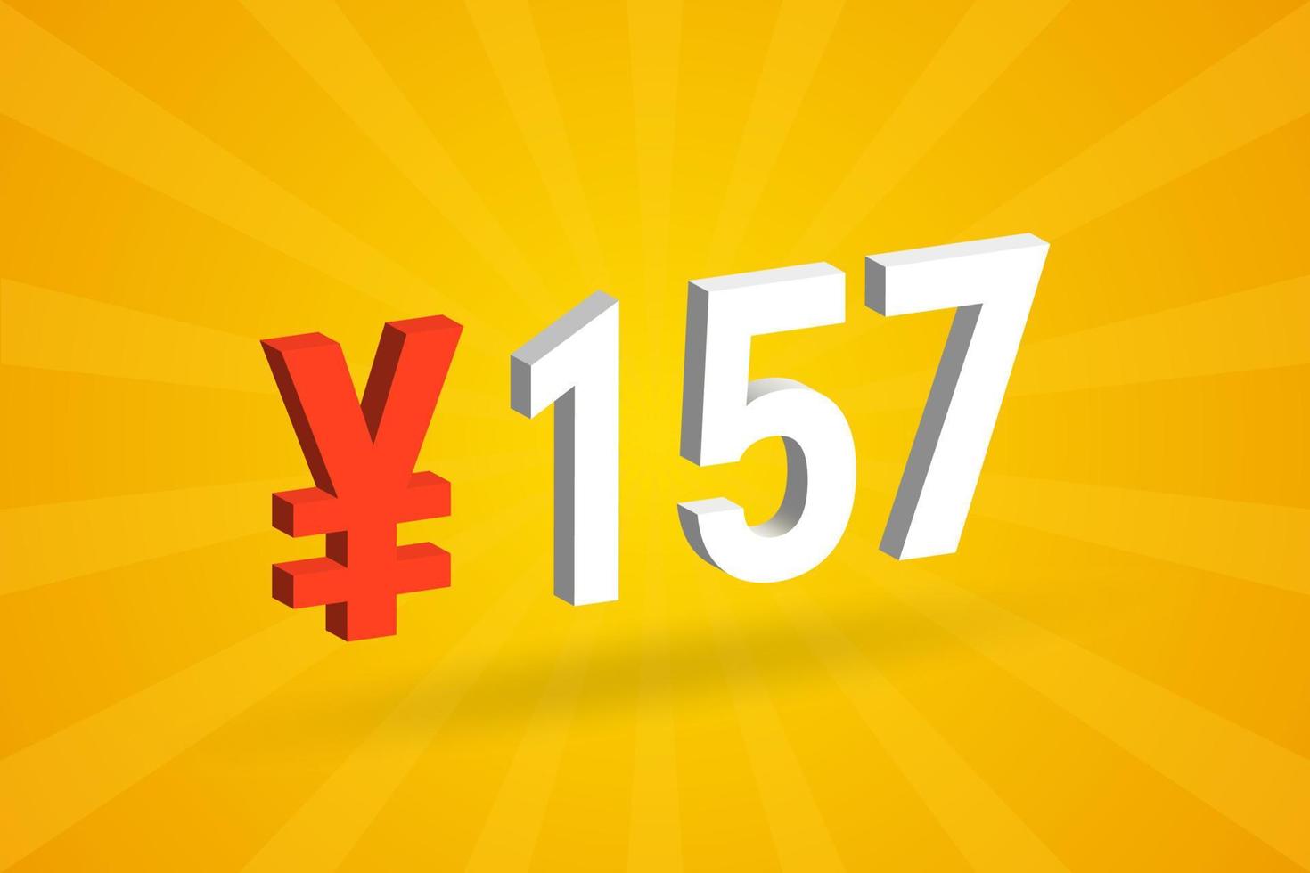 157 Yuan Chinese currency vector text symbol. 157 Yen Japanese currency Money stock vector