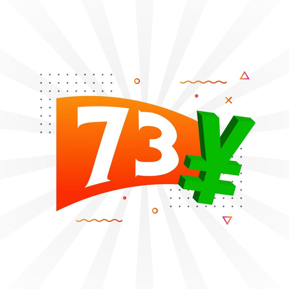 73 Yuan Chinese currency vector text symbol. 73 Yen Japanese currency Money stock vector