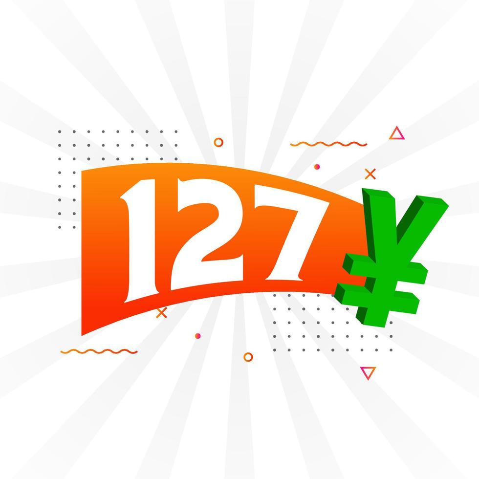 127 Yuan Chinese currency vector text symbol. 127 Yen Japanese currency Money stock vector