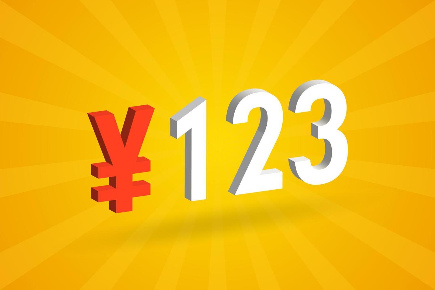 123 Yuan Chinese currency vector text symbol. 123 Yen Japanese currency Money stock vector