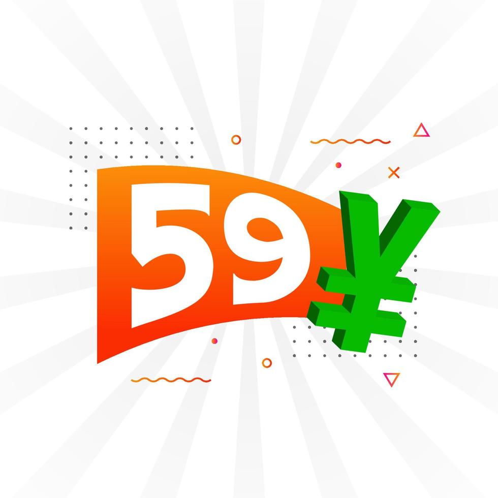 59 Yuan Chinese currency vector text symbol. 59 Yen Japanese currency Money stock vector