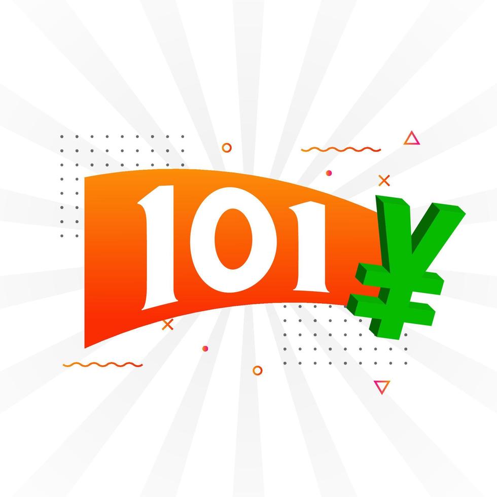 101 Yuan Chinese currency vector text symbol. 101 Yen Japanese currency Money stock vector