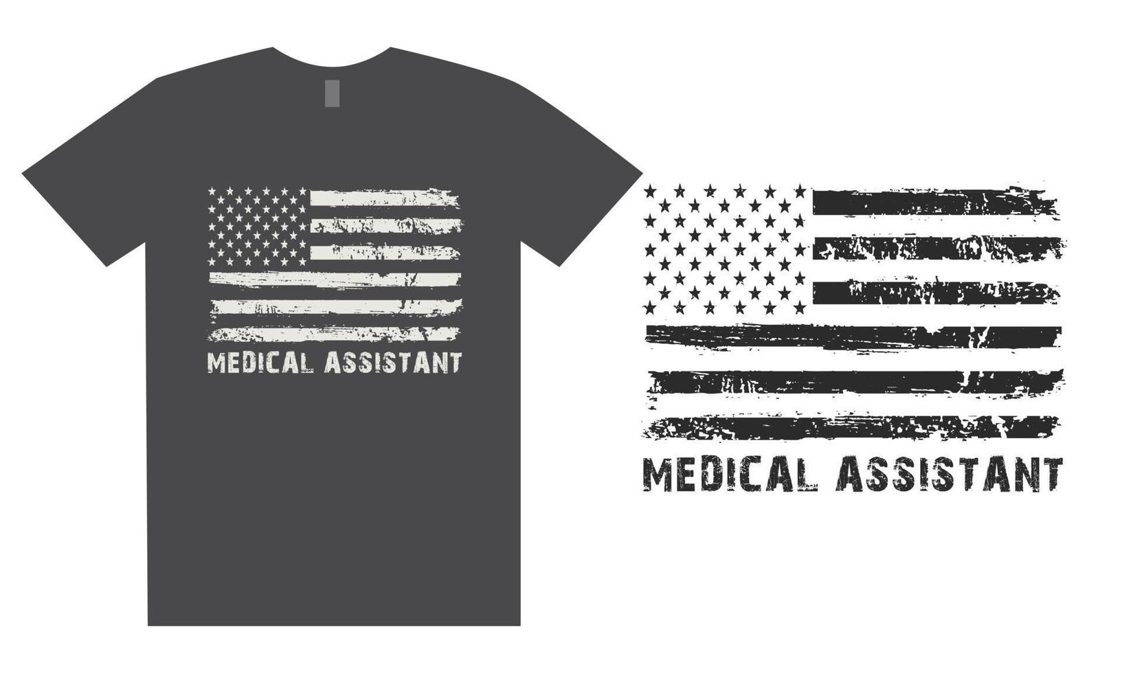 diseño de camiseta de bandera de asistente médico vector