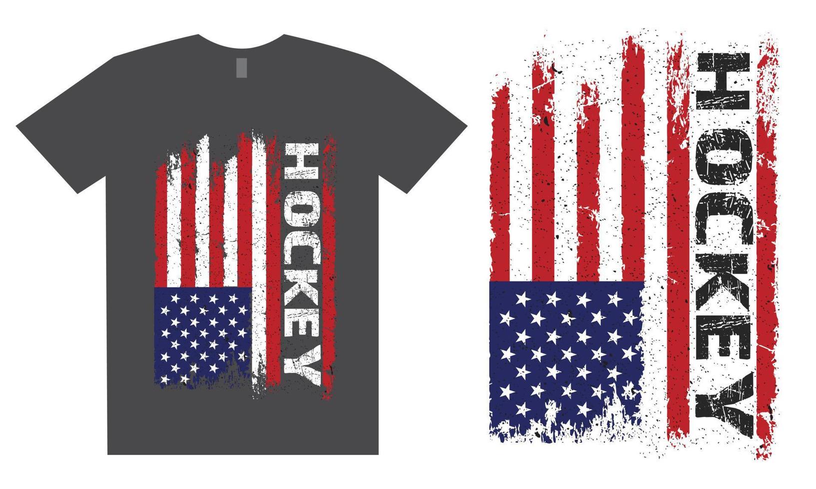 American Flag Hockey T Shirt Design vector