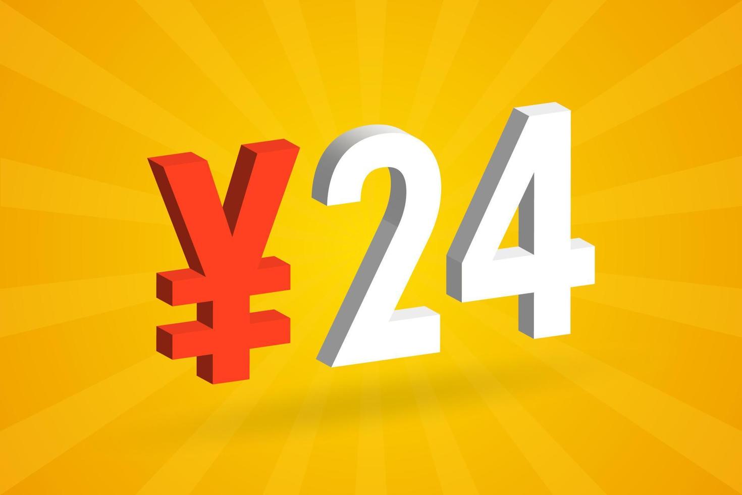 24 Yuan Chinese currency vector text symbol. 24 Yen Japanese currency Money stock vector