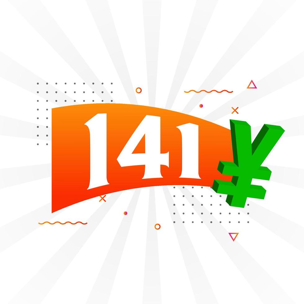 141 Yuan Chinese currency vector text symbol. 141 Yen Japanese currency Money stock vector
