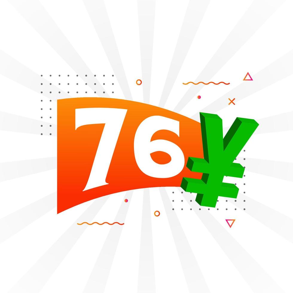 76 Yuan Chinese currency vector text symbol. 76 Yen Japanese currency Money stock vector