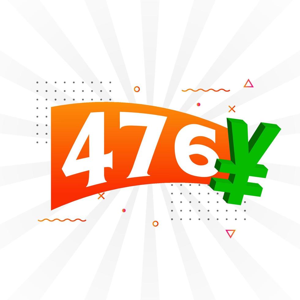 476 Yuan Chinese currency vector text symbol. 476 Yen Japanese currency Money stock vector