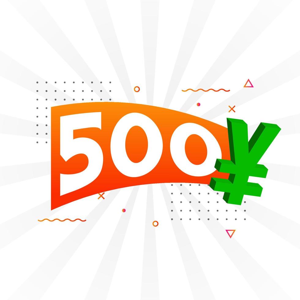 500 Yuan Chinese currency vector text symbol. 500 Yen Japanese currency Money stock vector