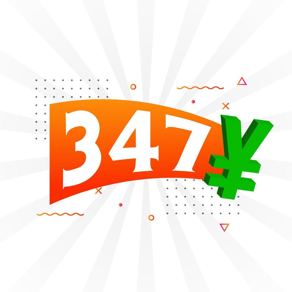 347 Yuan Chinese currency vector text symbol. 347 Yen Japanese currency Money stock vector