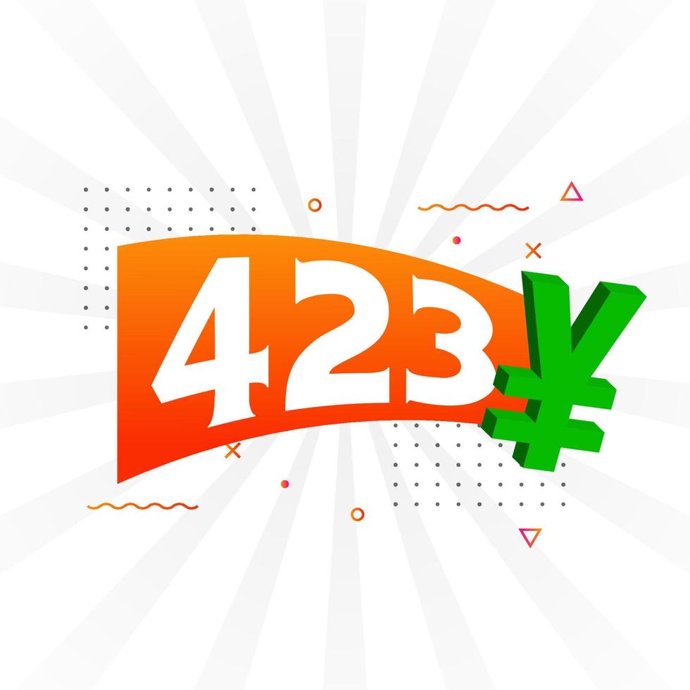 423 Yuan Chinese currency vector text symbol. 423 Yen Japanese currency Money stock vector
