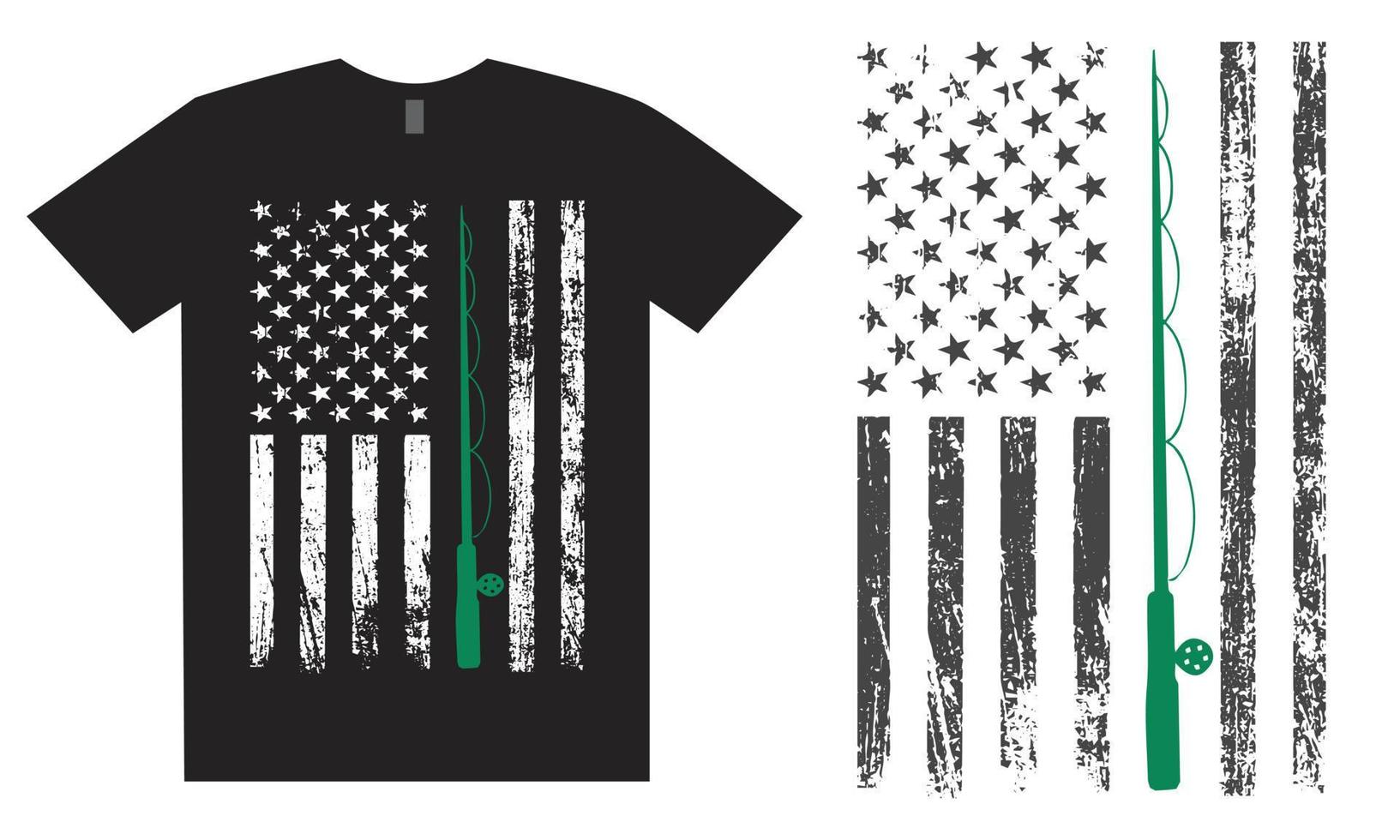 Fishing T Shirt Design With USA Flag vector