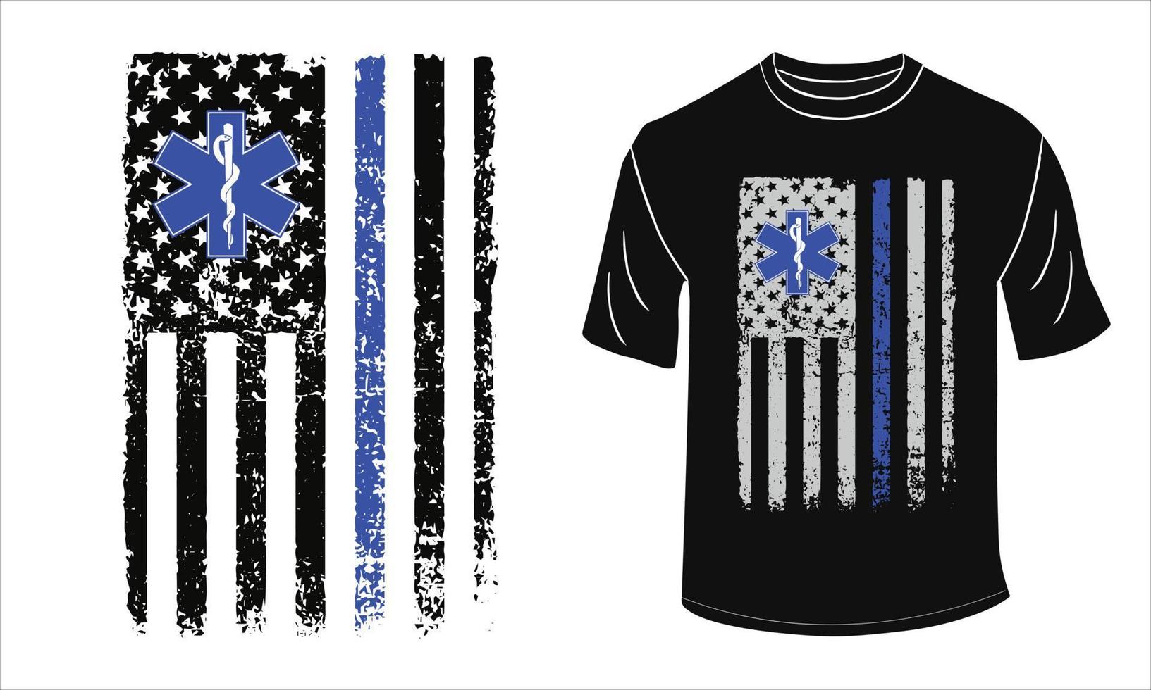 EMT Flag T Shirt Design vector