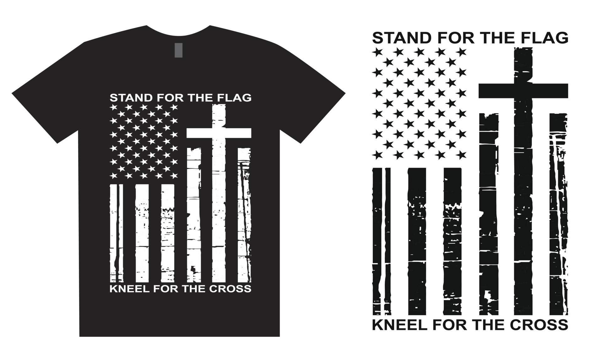 I Stand For The Flag Kneel For The Cross T Shirt Design 13918174 Vector