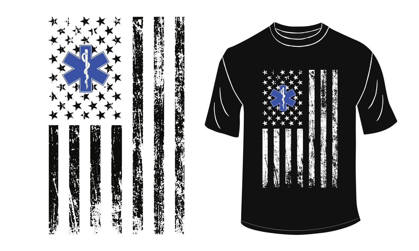 American EMT Flag T Shirt Design vector