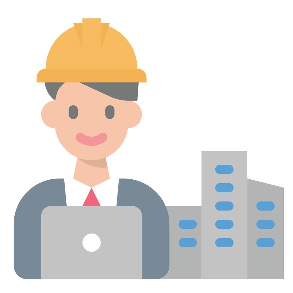 architect icon flat color, technology , education vector