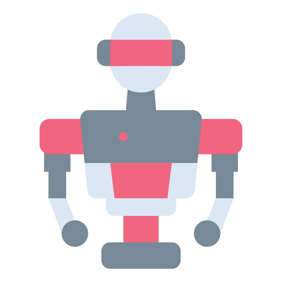 robotic icon flat color, technology , education vector
