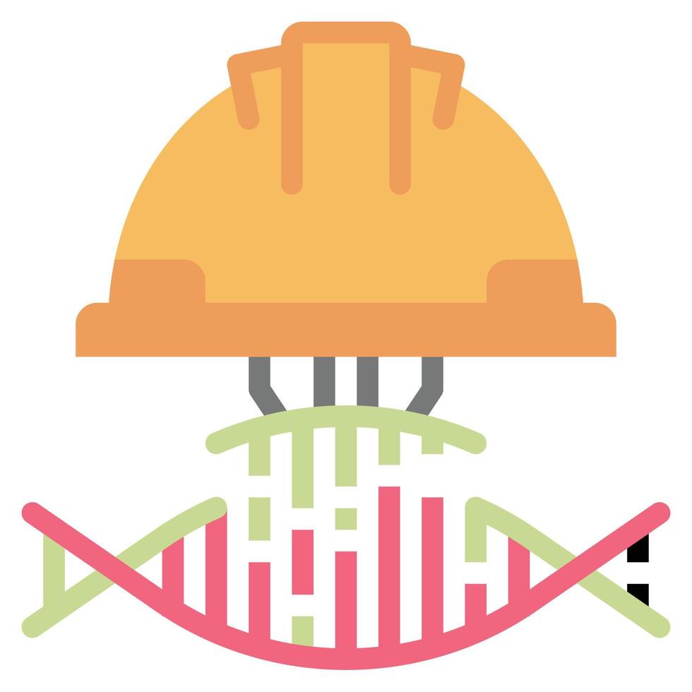 genetic engineering icon flat color, technology , education vector