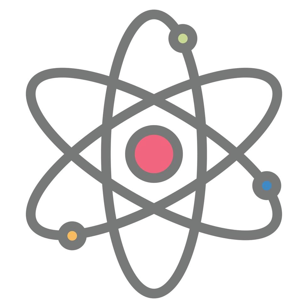 atom icon flat color, technology , education vector
