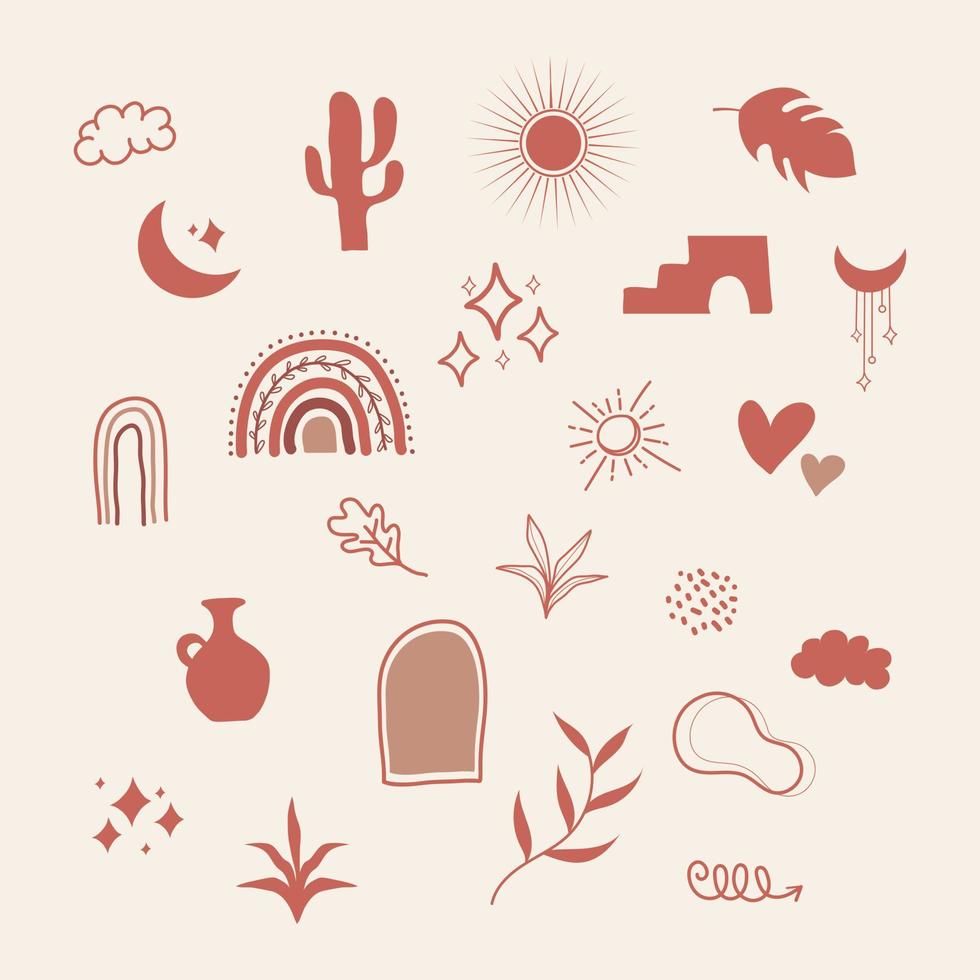 HapHand drawn boho organic shapes element set decorative vector
