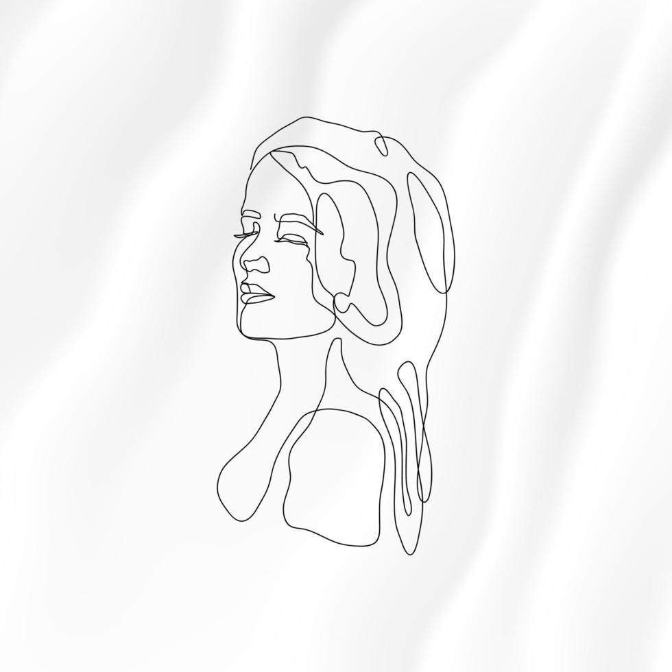 retrato de arte de una línea de mujer dibujada a mano, ilustración de línea continua de retratos femeninos vector