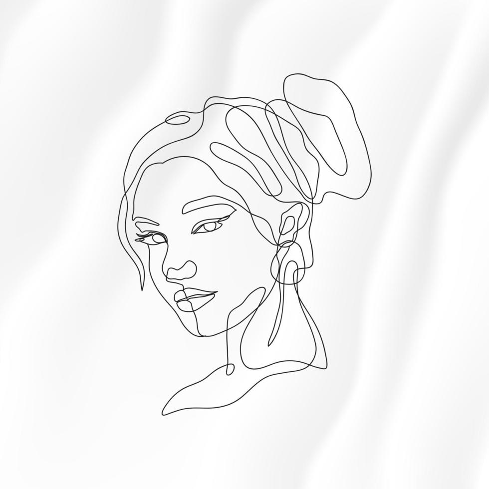 Abstract woman face line art illustration,minimalistic woman portaits continuous linear vector
