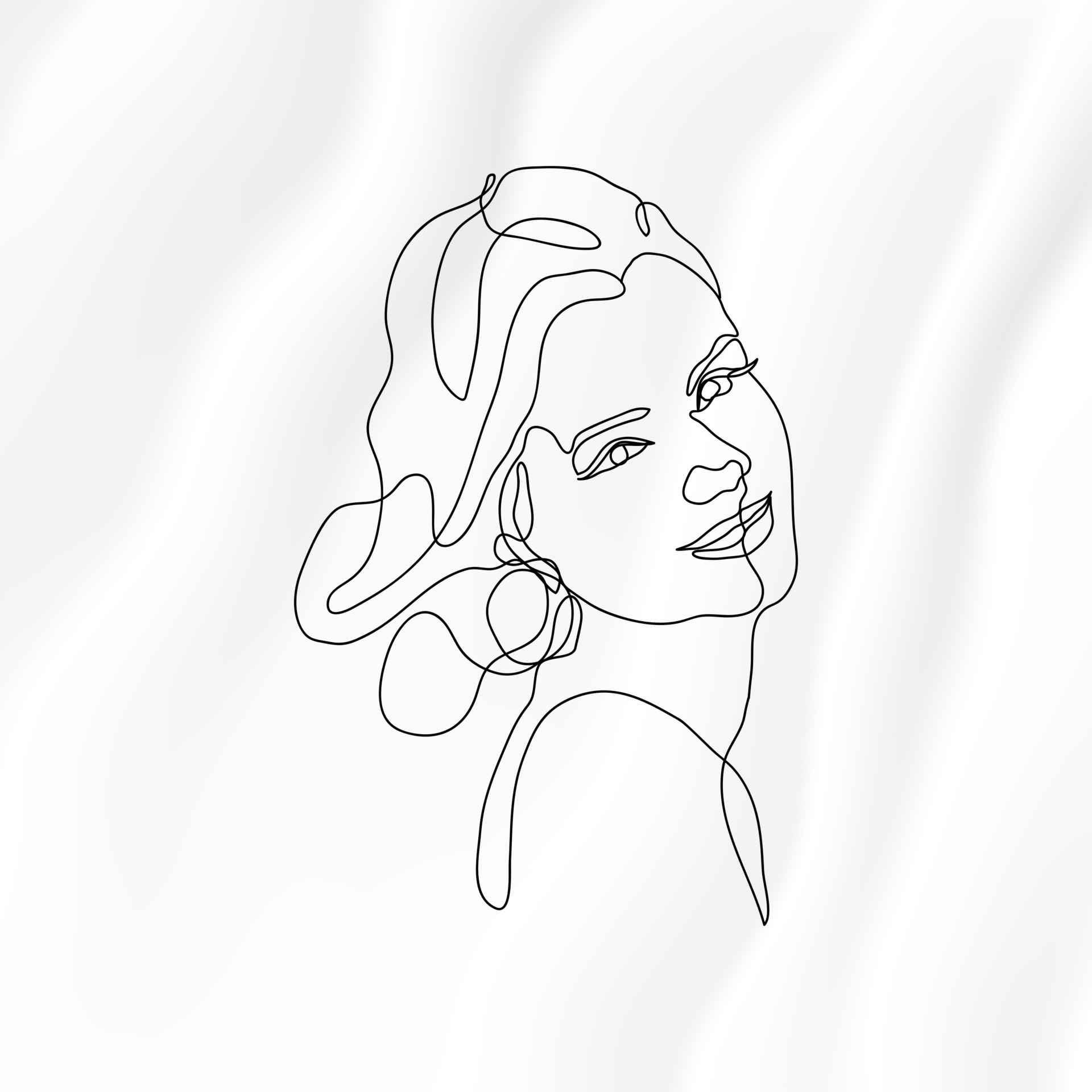 minimal women face line art continuous drawing illustration,female face