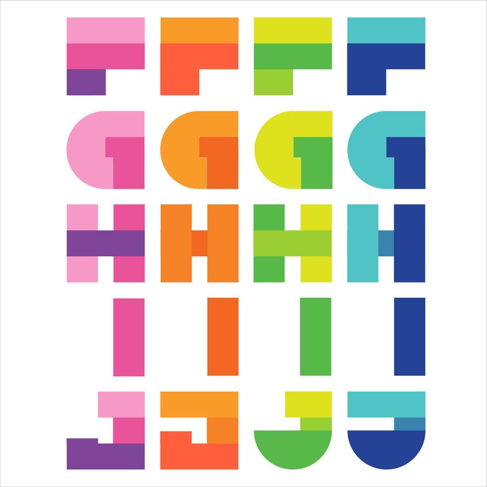 The Colorful Art Capital Letters FGHIJ vector