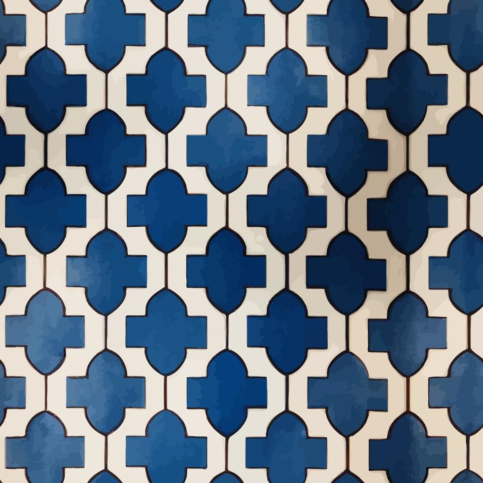 illustration vector of seamless Islamic geometric abstract pattern blue and white good for wallpaper