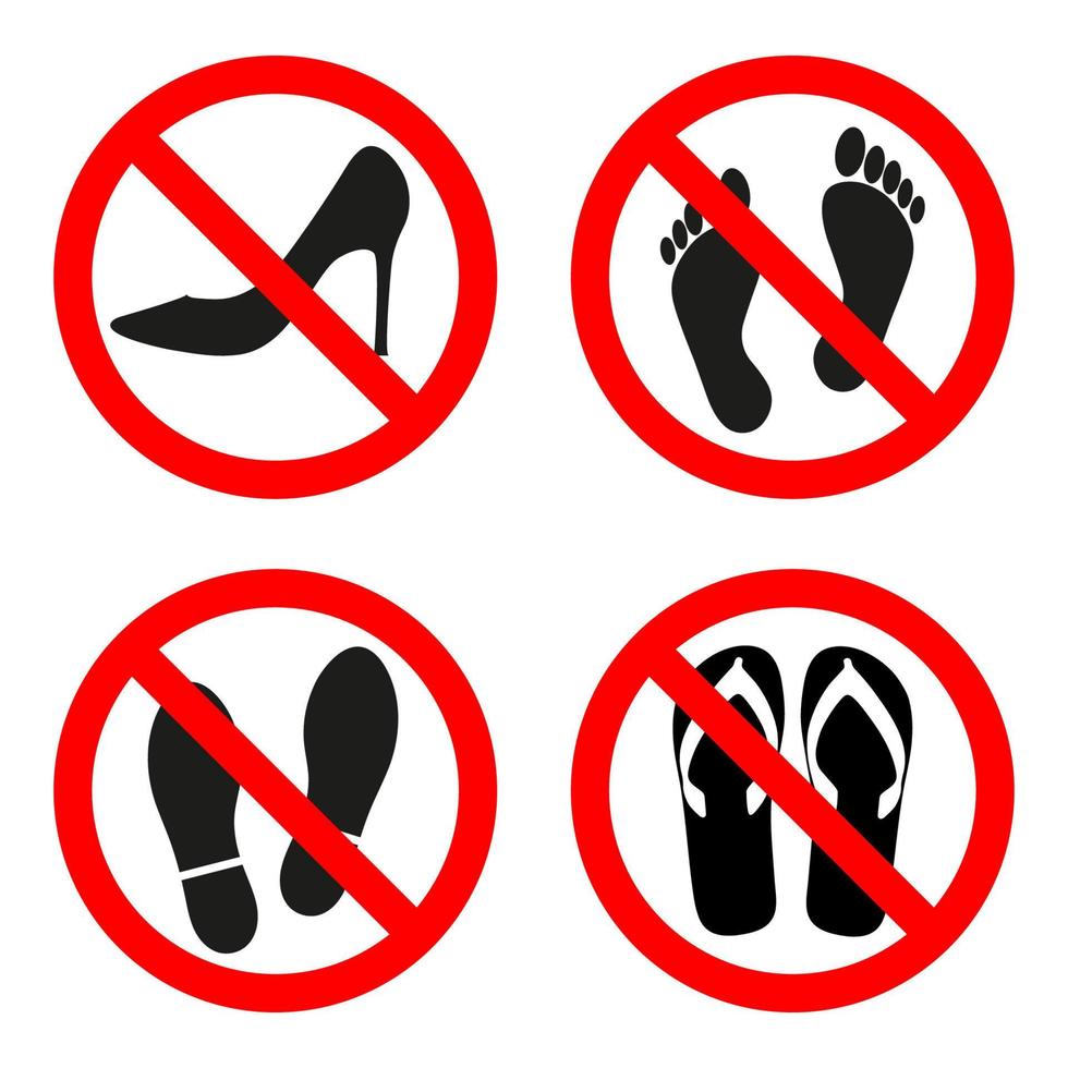 no se permiten zapatos ilustración de signo vector