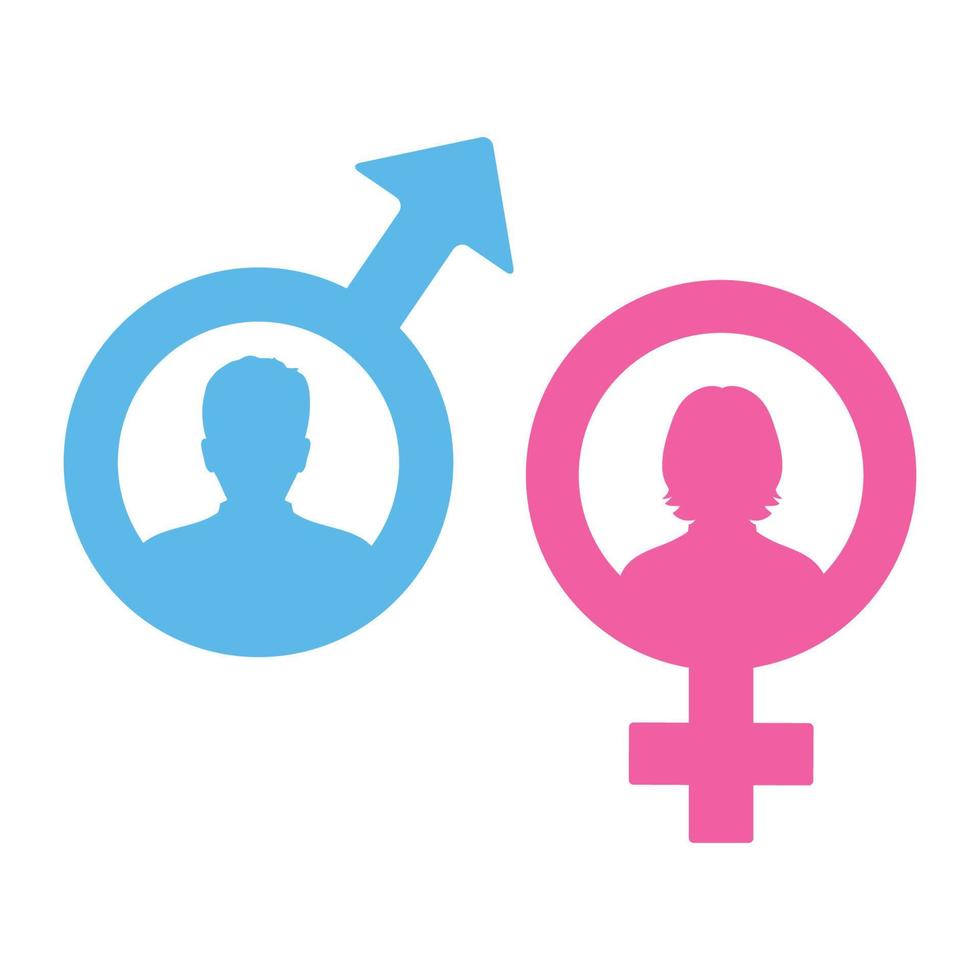 símbolo de género azul y rosa de hombre y mujer vector