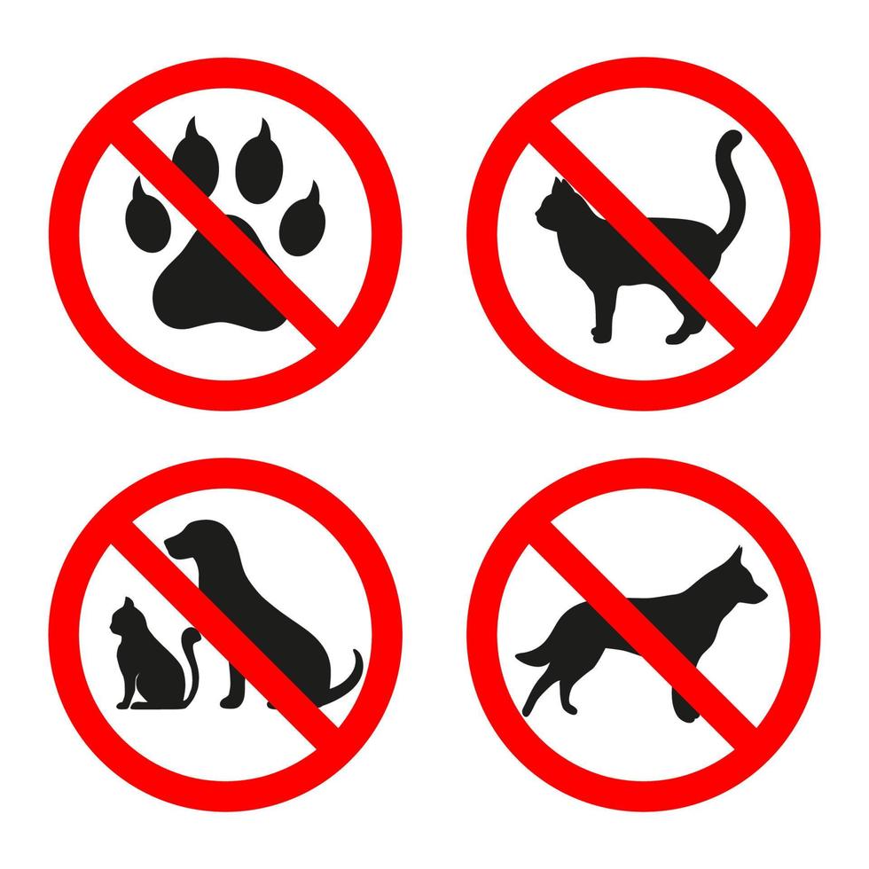 conjunto de señales prohibidas para mascotas vector